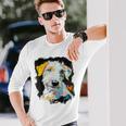 アイリッシュウルフハウンド 犬 モチーフ ペット 青い目 アイリッシュウルフハウンド 長袖Tシャツ 彼への贈り物
