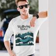 ウェルビーイングウェーブ オーシャンデザイン 健康 長袖Tシャツ 彼への贈り物