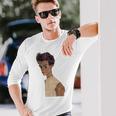 エゴン・シーレ作1910ストライプシャツの自画像 長袖Tシャツ 彼への贈り物