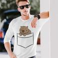 オーストラリアン・ウォンバット ポケット付き キュート ベビー ウォンバット 長袖Tシャツ 彼への贈り物