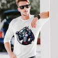 キュートでかわいいグラフィックのドラゴンが筋肉質のシックスパックを表示 長袖tシャツ 長袖Tシャツ 彼への贈り物