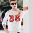 クールなレトロなレタリングジャージバックナンバー35 Thirtyfive 長袖Tシャツ 彼への贈り物