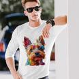 ケアンテリア 犬 モチーフ ペット イラスト ケアンテリア 長袖Tシャツ 彼への贈り物