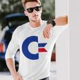 コモドール C64 大文字 ブルーレッド 長袖Tシャツ 彼への贈り物