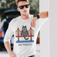 サンフランシスコ キャット ゴールデンゲートブリッジ 本 恋人 長袖Tシャツ 彼への贈り物