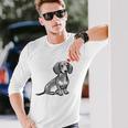 ダックスフンド かわいいダックスプリント 愛犬家グッズ Dachshund 長袖Tシャツ 彼への贈り物
