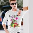 ハワイアンフラワー パラダイス 蝶 ハワイ プリント 長袖Tシャツ 彼への贈り物