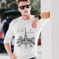 パリ エッフェル塔 スケッチ 街並み アート お土産 長袖Tシャツ 彼への贈り物