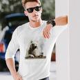 ビンテージ 喫煙 アメリカン エスキモー面白犬 父の日 長袖Tシャツ 彼への贈り物