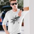ブルーインパルス 墨絵 ホワイト 長袖Tシャツ 彼への贈り物