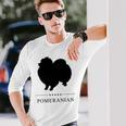 ポメラニアンブラックシルエット 長袖tシャツ 長袖Tシャツ 彼への贈り物