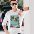 ヤシの木 ヤシの木 ビーチ 海 太陽 休暇 休暇 夏 長袖Tシャツ 彼への贈り物
