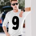 数字 9 太字 ブラック 長袖Tシャツ 彼への贈り物