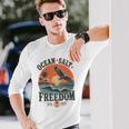 海 塩 自由 沿岸 愛国的 ワシ レトロ 夕日 長袖tシャツ 長袖Tシャツ 彼への贈り物