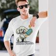 犬 遊び ピックルボール マルチーズ プードル 面白い ピクルスプードル 長袖Tシャツ 彼への贈り物