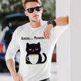 疲れた黒猫 – 月曜日の気分そのまま 長袖Tシャツ 彼への贈り物