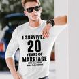 結婚20周年記念 カップル 妻 夫 裏面 長袖Tシャツ 彼への贈り物