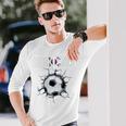 韓国サッカーファン 韓国フットボール ひび割れた壁 長袖Tシャツ 彼への贈り物