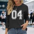 04番のスポーツチームスタイル。ホワイト。 長袖Tシャツ 彼女への贈り物
