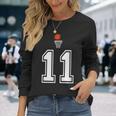 11 番 バスケットボールスタイル ヴィンテージホワイト 長袖Tシャツ 彼女への贈り物