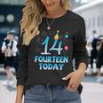 14歳今日私にお誕生日おめでとう彼彼女の息子娘 長袖Tシャツ 彼女への贈り物