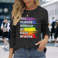 All Placeshould Beafepaces ゲイプライド 同盟国 Lgbtq Month 長袖Tシャツ 彼女への贈り物