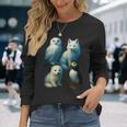 Arctic Animals コラージュ シロフクロウ キツネアザラシ ツノメ 長袖Tシャツ 彼女への贈り物