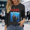 Beware Of Claws 面白いナマケモノ シャーク 映画 パロディ 長袖Tシャツ 彼女への贈り物
