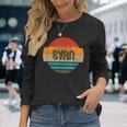 メンズ Evan 名称 レトロ・ヴィンテージ・サンセット 限定版 長袖Tシャツ 彼女への贈り物