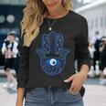 Evil Eye Artwork Hamasa Good Luck Hand Of Fatima Hipster 長袖Tシャツ 彼女への贈り物