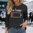 I'm Tired Low Battery 空の電話シンボル 長袖Tシャツ 彼女への贈り物