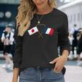 Japanese Flag France Flag フランス遺産 フランスのルーツ 日本の国旗 フランスの国旗 長袖Tシャツ 彼女への贈り物