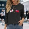 Japanese Flag Taiwanese Flag 台湾の遺産 台湾のルーツ 日本の国旗 台湾の国旗 長袖Tシャツ 彼女への贈り物