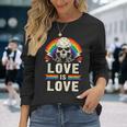 Lgbtプライド、レインボー、ハードギター音楽 長袖Tシャツ 彼女への贈り物
