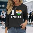 I Love India ハートフラッグインド 長袖Tシャツ 彼女への贈り物
