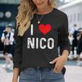 I Love Nico ハート アンティーク調 長袖Tシャツ 彼女への贈り物