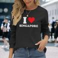 I Loveingapore Heart シンガポールギフト 長袖Tシャツ 彼女への贈り物