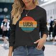Luca 名称 レトロ・ヴィンテージ・サンセット 限定版 長袖Tシャツ 彼女への贈り物