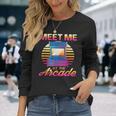Meet Me At The Arcade Gameraporwave レトロビデオゲーム ゲーマービデオゲーム 長袖Tシャツ 彼女への贈り物