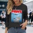 Paws Parody Cat Chasing A Cutecared Mouse Cat Lover 長袖Tシャツ 彼女への贈り物