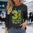 Rawr I'm 3 Three Rex Dinosaur 3Rd Birthday Boy Party 長袖Tシャツ 彼女への贈り物