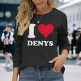 Red Heart I Love Denys 長袖Tシャツ 彼女への贈り物