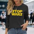 Stop Wars 反戦メッセージ 地球と宇宙の平和 長袖Tシャツ 彼女への贈り物