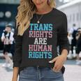 Trans Rights Are Human Rights Lgbtq トランスジェンダー フラッグ プライド 長袖Tシャツ 彼女への贈り物
