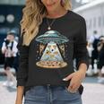 Ufo エイリアン 食べるピザ誘拐 面白い食べ物愛好家 長袖Tシャツ 彼女への贈り物