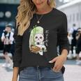 おにぎり猫カワイイ-アニメ弁当アート 長袖Tシャツ 彼女への贈り物