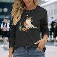 おもしろ猫 喫煙 ジョイント ビール タバコ キティ Gen Z ミーム 長袖Tシャツ 彼女への贈り物