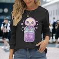 かわいい クラゲ ドリンク ボバティー カワイイ バブルティー アニメ 長袖Tシャツ 彼女への贈り物