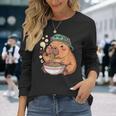 かわいいカピバラと亀 リュック ラーメン カワイイ 長袖Tシャツ 彼女への贈り物