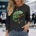 かわいいカラフルなカメレオントカゲ動物愛好家のアート 長袖Tシャツ 彼女への贈り物